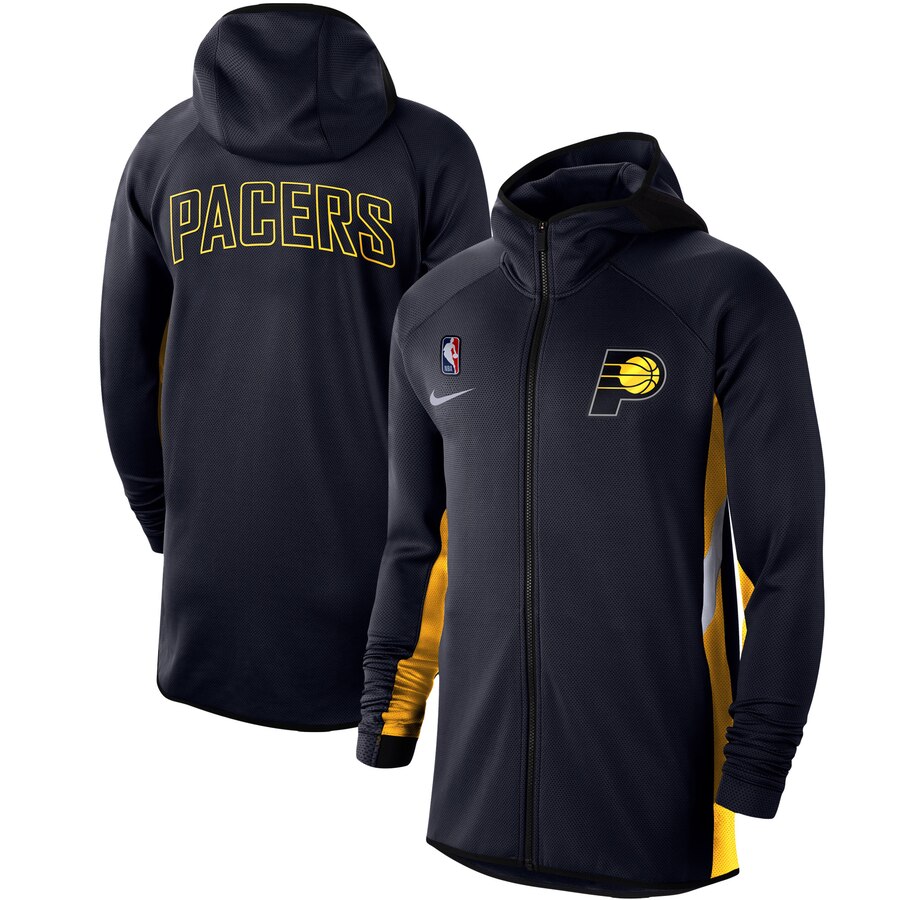 Cheap Men Nike Indiana Pacers Navy Authentic Showtime Therma Flex Performance FullZip Hoodi